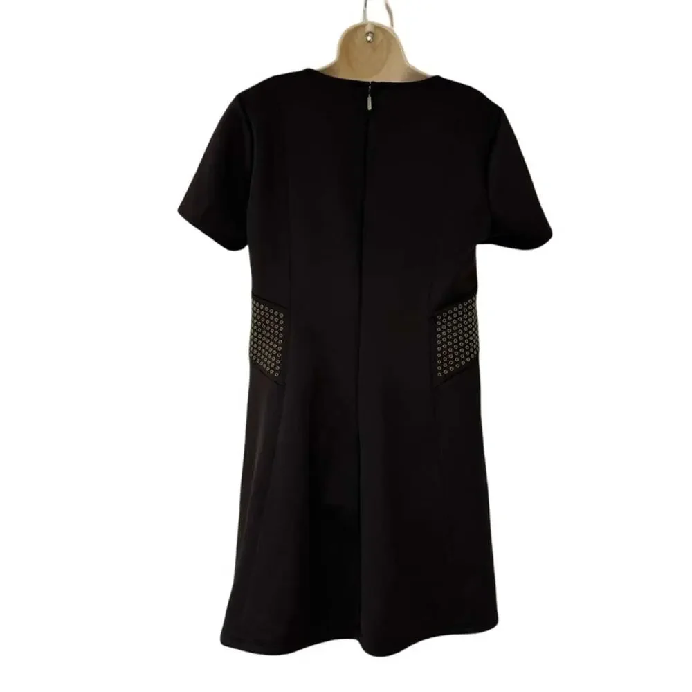 Michael Kors Womens Black Scuba Knit Studded V-Neck Mini Dress Stretch sz XL